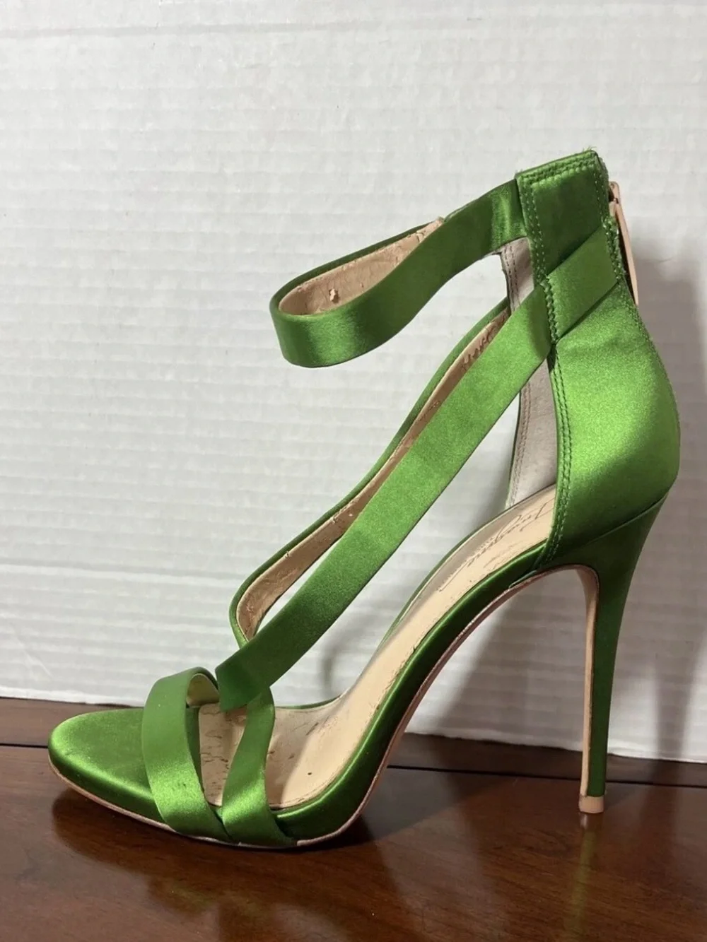 Women’s Green Satin Strappy High Heel Sandals